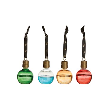 Handblown Glass Bauble Flask Ornaments - Set of 4