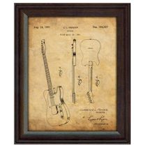 Product Image for Framed Gibson And Fender Electric Guitar Patents