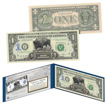 Alternate image American Bison 1899 Black Eagle On Modern Genuine US $1 Bill