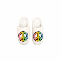 Alternate image for Daisy & Rainbow Peace Sign Slippers