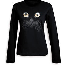Alternate image Cat Eyes Black Long Sleeve T Shirt