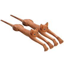 Alternate image Set of 2 Cat Shaped Back Scratchers Hand-Carved From Basswood