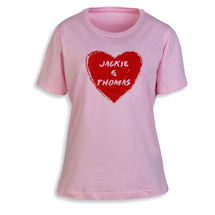 Alternate Image 1 for Personalized "Your Name" Couple Heart T-Shirt or Sweatshirt