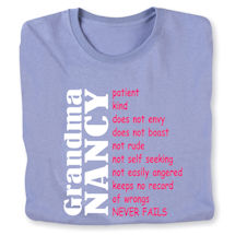 Alternate image for Personalized "Your Name" Grandma Positive Attributes T-Shirt or Sweatshirt