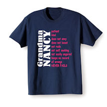 Alternate Image 2 for Personalized "Your Name" Grandma Positive Attributes T-Shirt or Sweatshirt