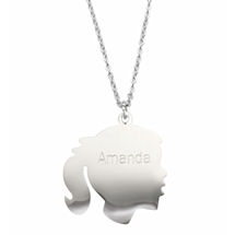 Alternate Image 1 for Personalized Silhouette Pendant - Girl, Engraved