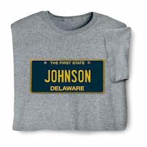 Alternate image for Personalized State License Plate T-Shirt or Sweatshirt - Delaware