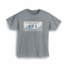 Alternate Image 1 for Personalized State License Plate T-Shirt or Sweatshirt - Rhode Island