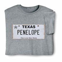 Personalized State License Plate T-Shirt or Sweatshirt - Texas