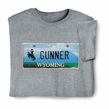 Product Image for Personalized State License Plate T-Shirt or Sweatshirt - Wyoming