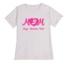 Alternate Image 3 for Personalized Mom's Maroon Heart Cursive Number of Kids Shirt - Mother's Day Gift
