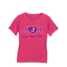 Alternate Image 2 for Personalized Mom's Pink Heart Cursive Number of Kids Shirt - Mother's Day Gift
