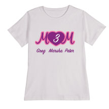 Alternate Image 3 for Personalized Mom's Pink Heart Cursive Number of Kids Shirt - Mother's Day Gift