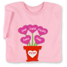 Alternate Image 1 for Personalized Mother's Day Heart Flower Pot Shirt