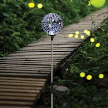 Alternate image LED Lighted Stargazing Garden Stake - Solar Powered Mercury Glass Globe - 24"