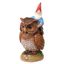 Alternate Image 1 for Owl-Rider Gnome Garden Sculpture