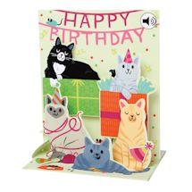 Feline Fine Happy Birthday Pop-Up Sound Card