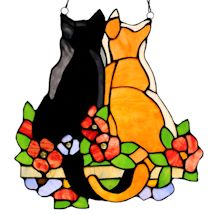 Product Image for Stained Glass Cats In The Garden Window Panel