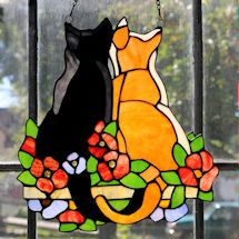 Alternate Image 1 for Stained Glass Cats In The Garden Window Panel