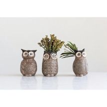 Product Image for Stoneware Owl Planter/Vase Set