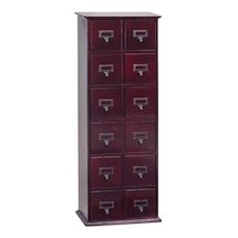 Library CD Storage Cabinet, Cherry Oak - 12 Drawers