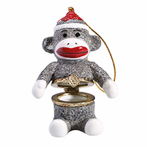 Alternate Image 1 for Porcelain Surprise Ornament - Sock Monkey