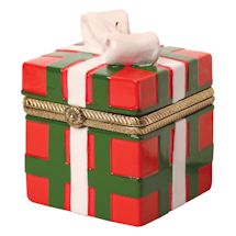 Product Image for Porcelain Surprise Ornament - Plaid Gift Box