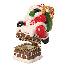 Alternate Image 1 for Porcelain Surprise Ornament - Santa in Chimney Style 2