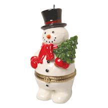 Product Image for Porcelain Surprise Ornament - Snowman with Tree