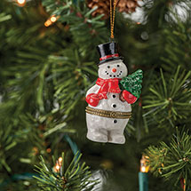 Alternate image for Porcelain Surprise Ornament - Snowman with Tree