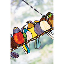 Alternate image Birds on a Wire Stained Glass Hanging Panel