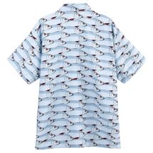 Alternate image Fish Print Short Sleeve Button Down Camp Shirt Top