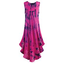Alternate image Hot Pink & Navy Blue Tie-Dye And Paisley Bali Maxi Sundress
