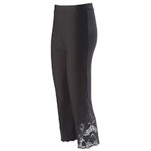 Alternate image Stretch Capri Pants - Lace Cut Out Side Accents With Scalloped Hemline