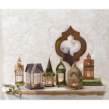 Alternate image for Glass Panel Candle Lantern Architectural Design in Metal Frame - Windale