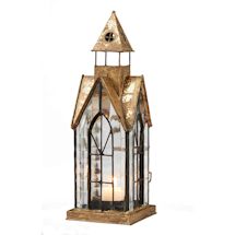 Alternate image Glass Panel Candle Lantern Architectural Design in Metal Frame - Hampton House