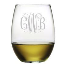 Alternate image for Personalized Monogram Stemless Wine Glasses, Interlock - Set of 4