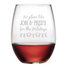 Personalized "Home for the Holidays" Stemless Wine Glasses - Set of 4