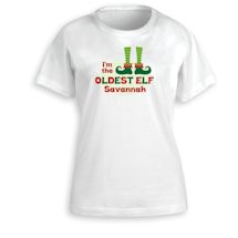 Alternate image Personalized "Oldest Elf" Shirt