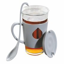 Alternate image Swan Mug and Spoon - Glass Cup and Silicone Handle - Grey - 16 Ounce