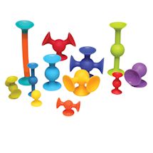 Alternate Image 2 for Fat Brain Toys Squigz Jumbo 75 Piece Set with Storage Bag - Exclusive Combo Suction Toy Building Set - BPA-Free
