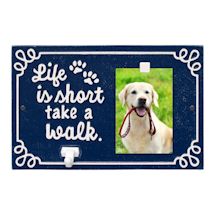 Alternate Image 6 for Whitehall Life is Short Take a Walk Pet Photo Wall Plaque with Leash Hook - Keepsake Animal Paw Print Sign