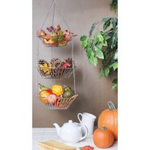 Alternate Image 5 for Home District 3-Tier Chrome Hanging Fruit Basket - Adjustable Graduated Wire Food Storage Bowls
