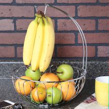 Product Image for Culinaire Wire Fruit Basket with Banana Hanger - Countertop Food Storage Bowl with Hook