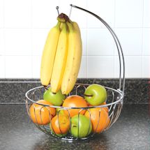 Alternate Image 1 for Culinaire Wire Fruit Basket with Banana Hanger - Countertop Food Storage Bowl with Hook