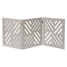 Home District Freestanding Pet Gate Real Wood 3-Panel Tri Fold Folding Dog Fence - Gray Lattice Design, 53