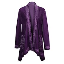 Alternate image Women's Floral Embroidered Velvet Kimono - Purple