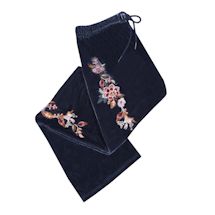 Alternate image for Women's Velvet Pants Embroidered Floral Pants Soft Graphic Sweatpants