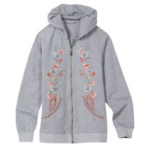 Alternate image Women's Floral Embroidered Full Zip Hoodie