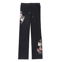 Alternate image for Women's Embroidered Floral Pants Graphic Sweatpants, French Terry